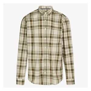 Signal Clothing Beige With Brown & Green Plaid Long Sleeve Button Up Shirt